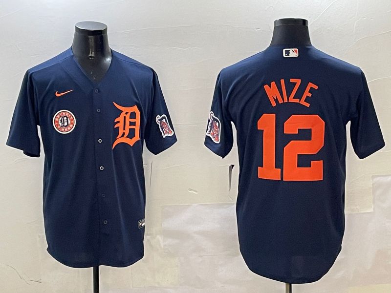 Men Detroit Tigers #12 Mize Drak Blue Game 2025 Nike MLB Jersey style 1->detroit tigers->MLB Jersey